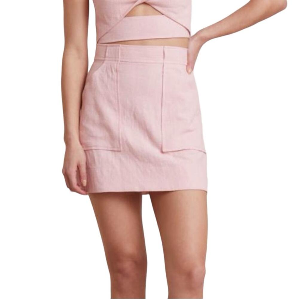 NWT Bec + Bridge Bonnie Pink Ramie Cotton Blend Mini Skirt in Peony US 4